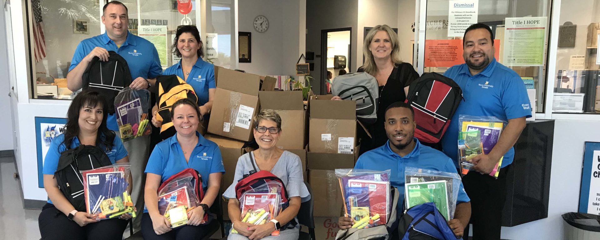 The Touro University Nevada community came together by donating more than $1,400 in school supplies for the underprivileged students at Whitney Elementary School.