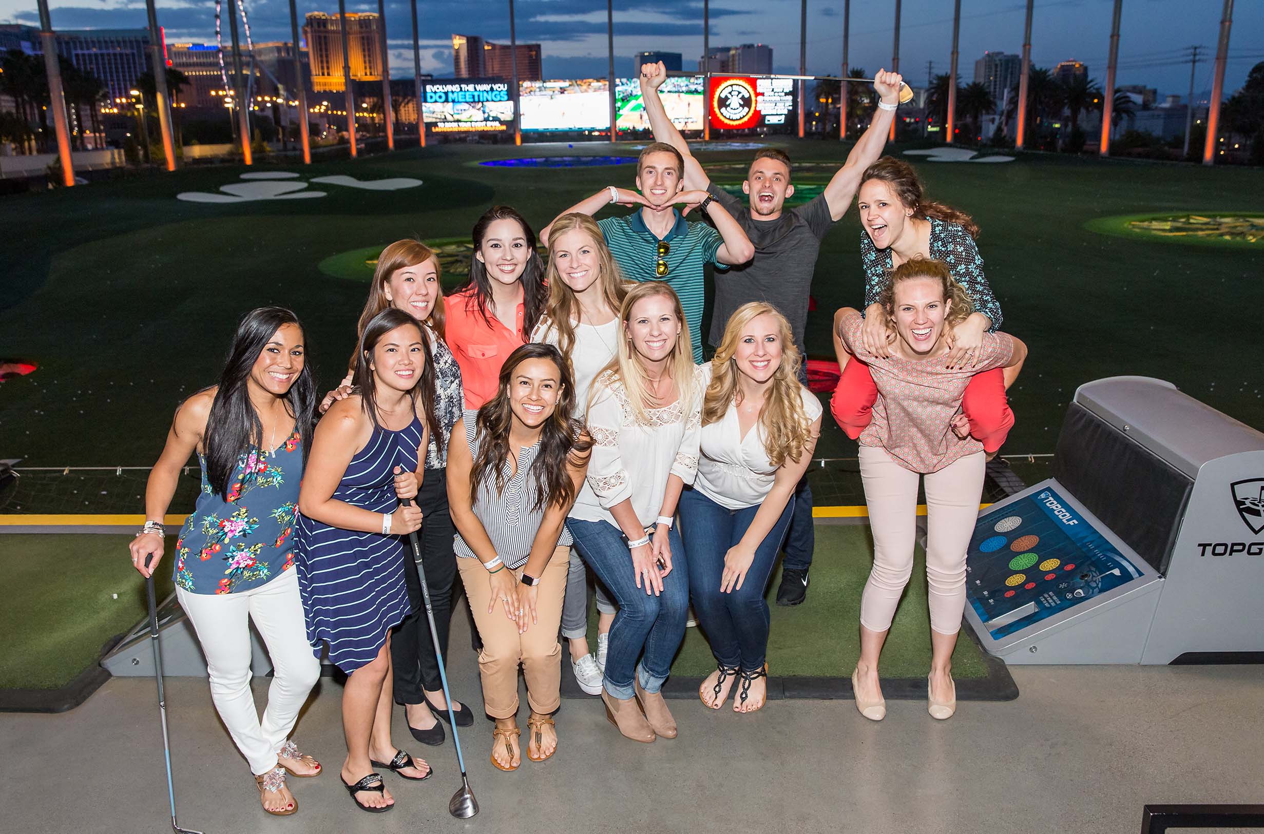 Touro Physician Assistant Studies faculty, students, and alumni at a reception at TopGolf. 
