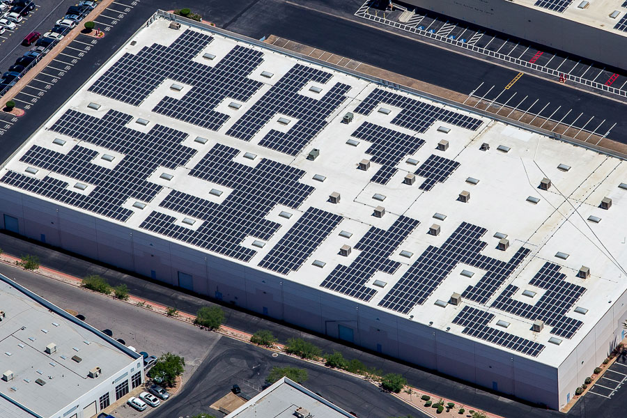 Solar panels on the roof of the touro nevada building