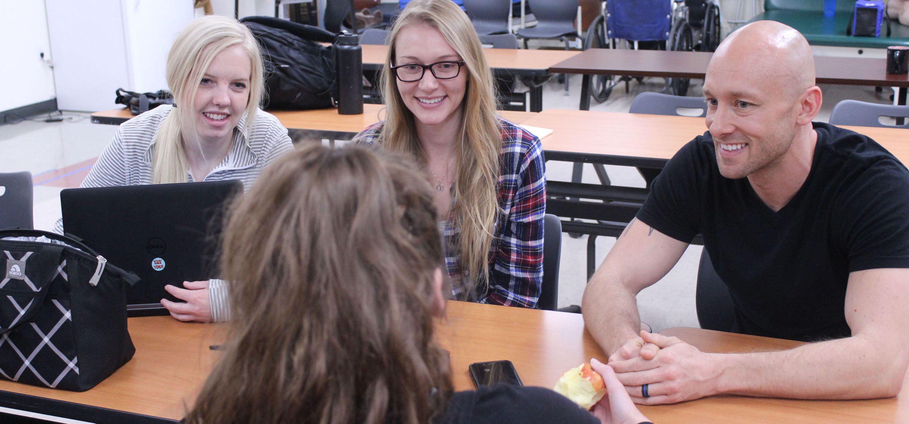 Danny Aldis shares a laugh with his cohorts.