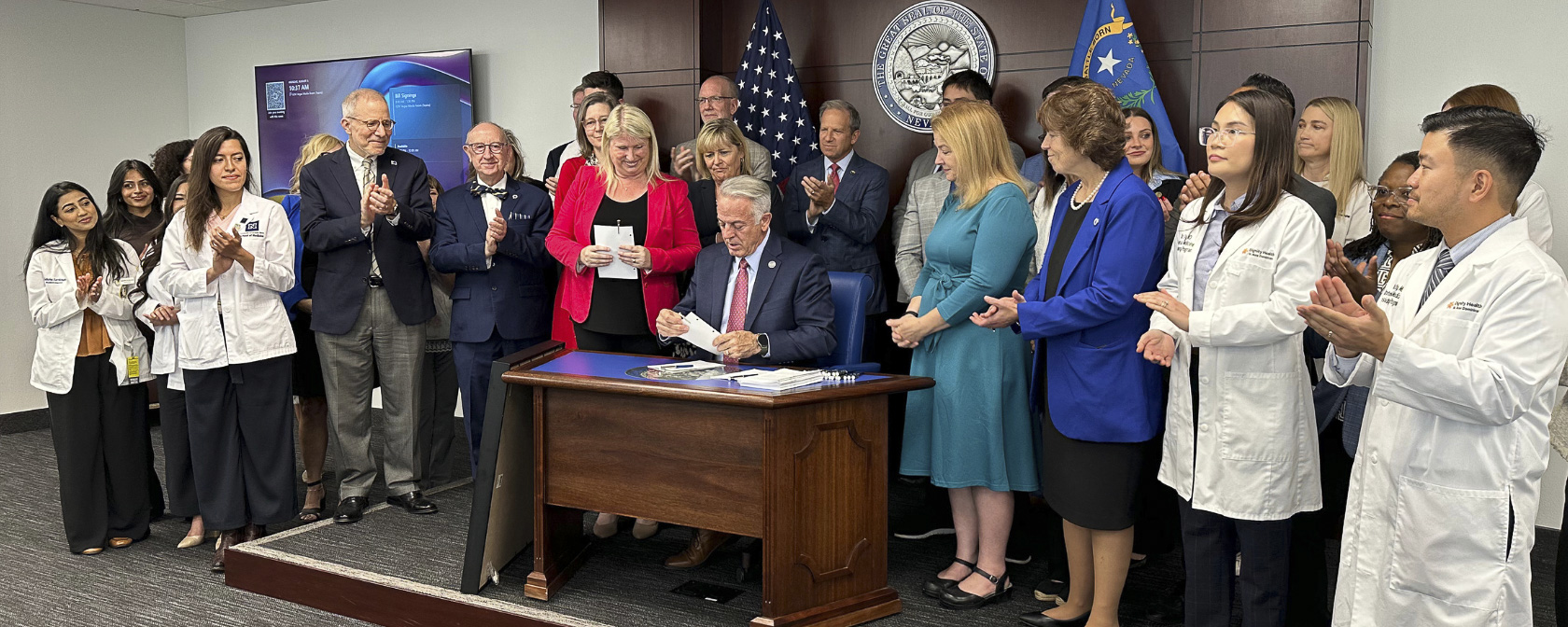 Touro Nevada campus leaders and stakeholders witness Governor Joe Lombardo signing Nevada Senate Bill 262.